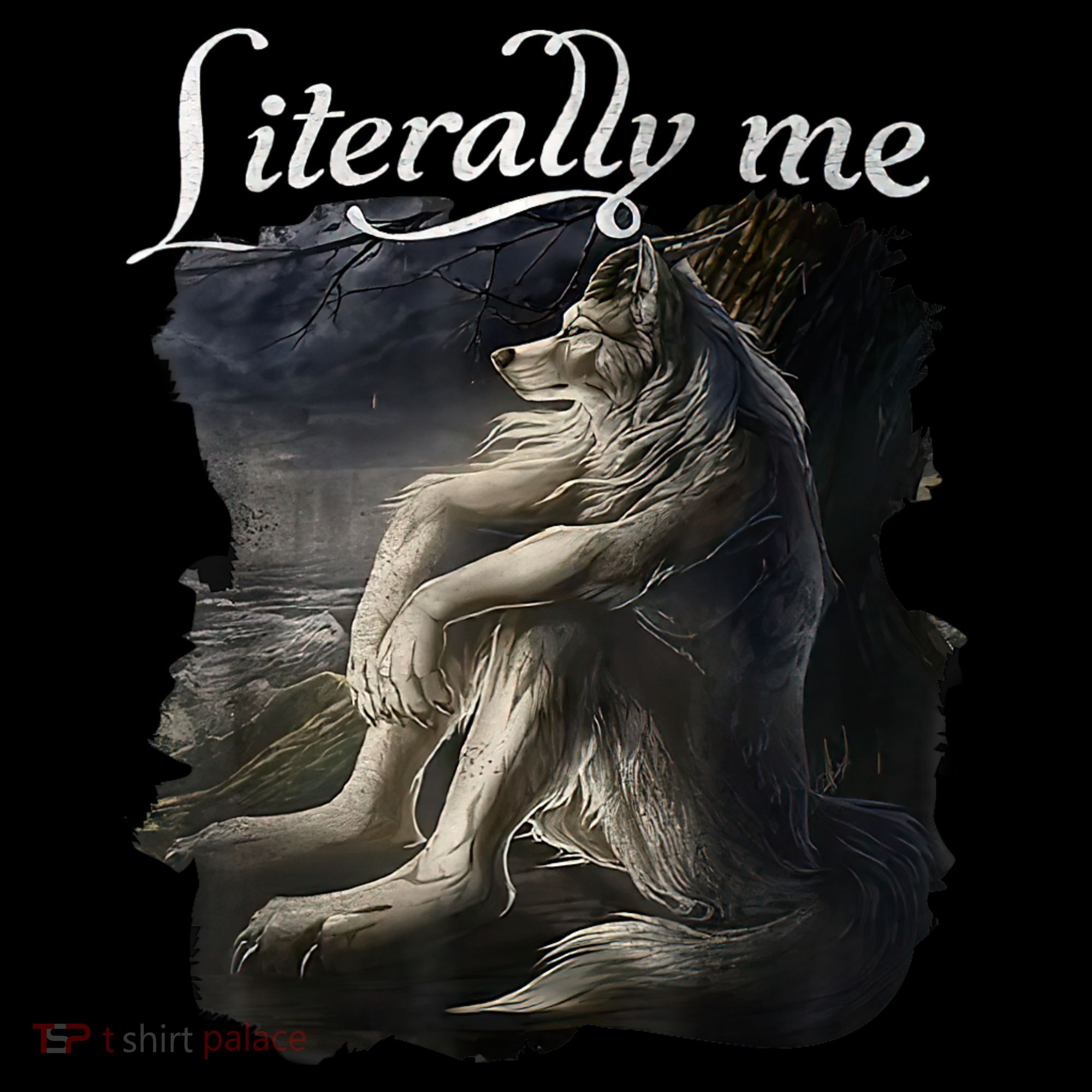 Sitting Wolf Literally Me Funny Meme Pajama Set