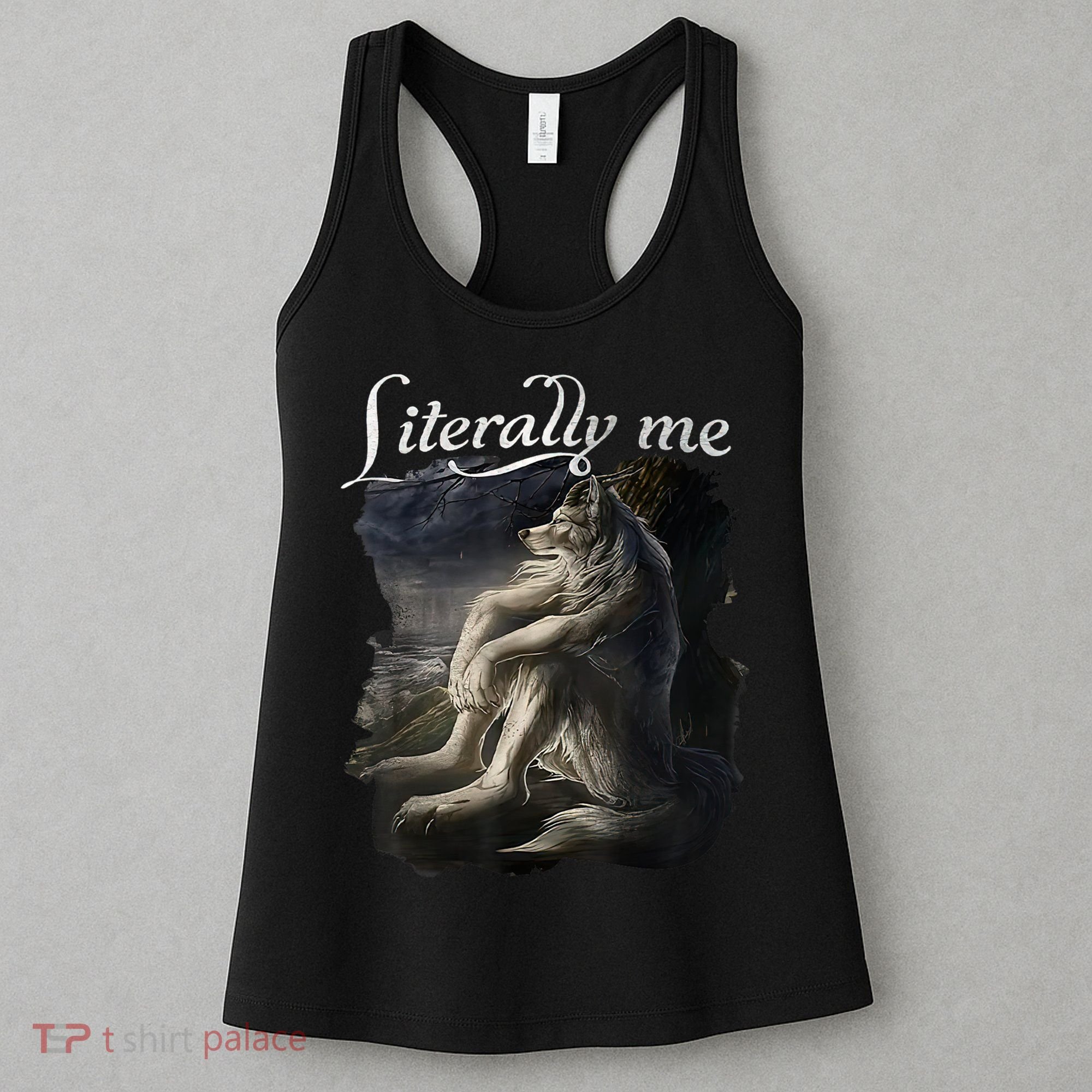 Sitting Wolf Literally Me Funny Meme Women's Tank Top