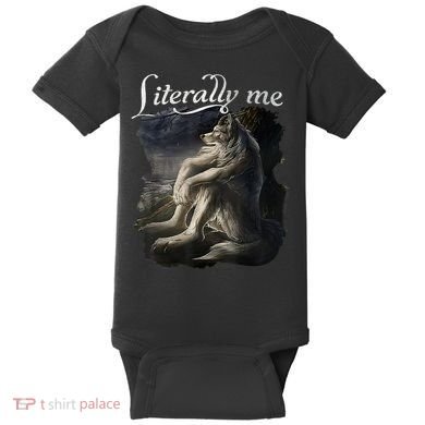 Sitting Wolf Literally Me Funny Meme Baby Bodysuit