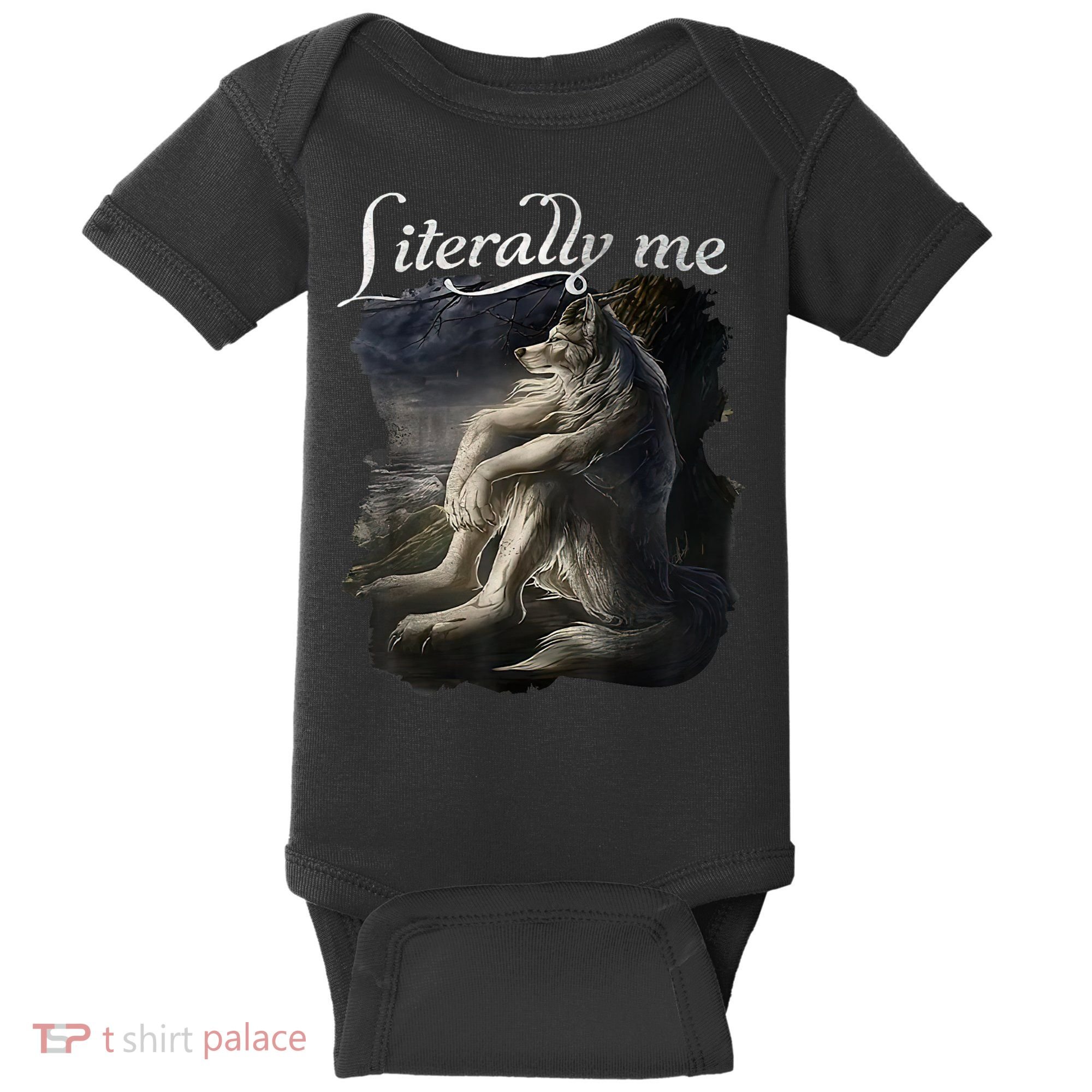 Sitting Wolf Literally Me Funny Meme Baby Bodysuit