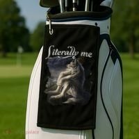 Sitting Wolf Literally Me Funny Meme Golf Towel thumb 2