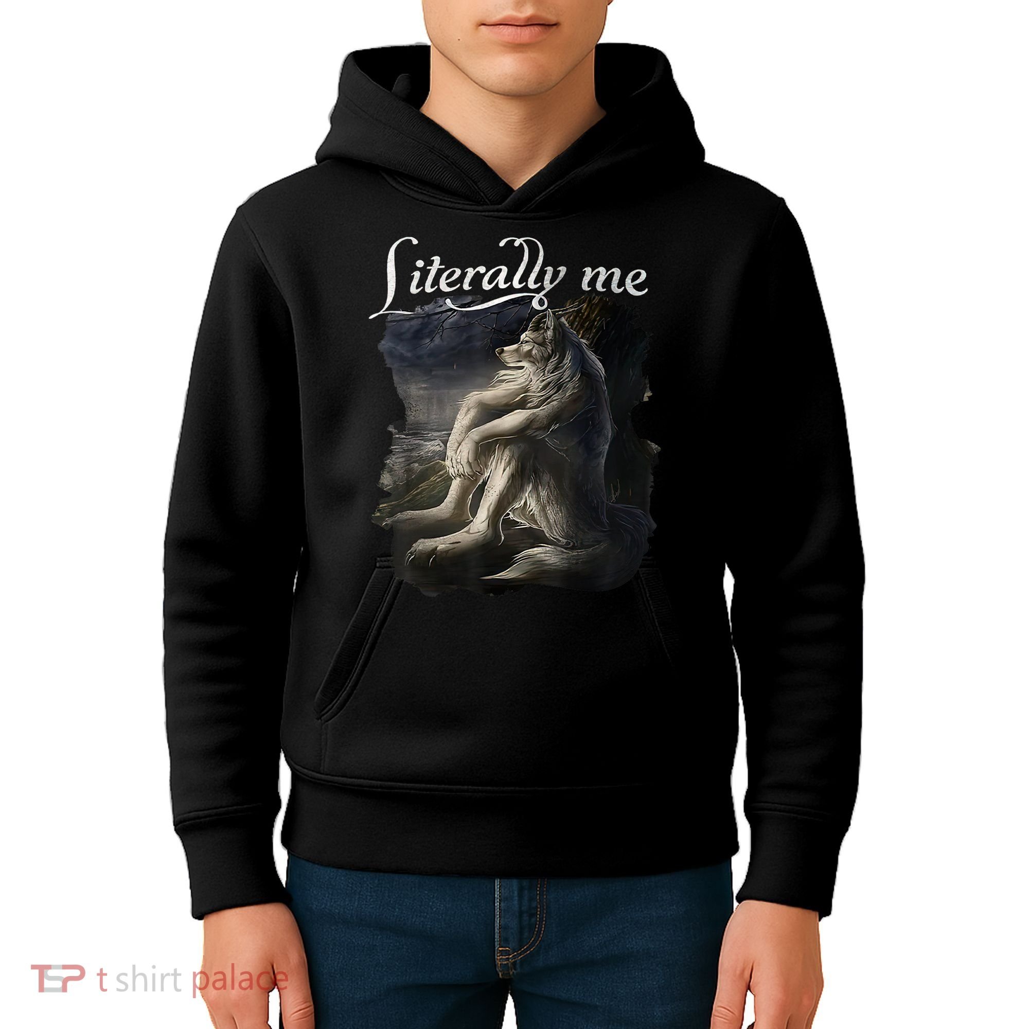 Sitting Wolf Literally Me Funny Meme Kids Hoodie
