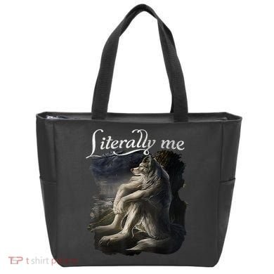 Sitting Wolf Literally Me Funny Meme Tote Bag