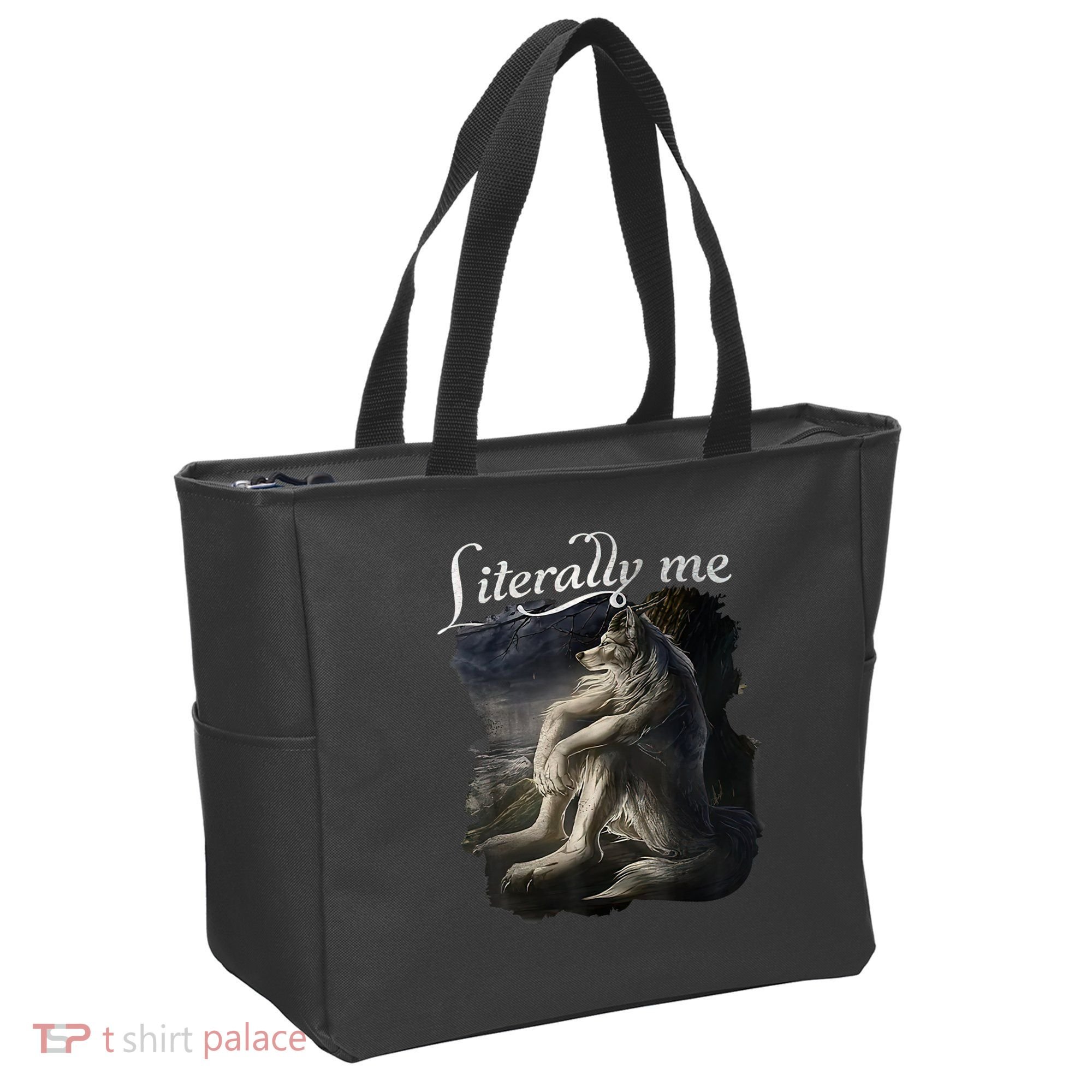Sitting Wolf Literally Me Funny Meme Tote Bag