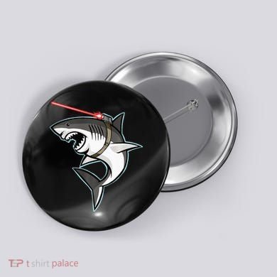 Shark with Laser Beam Premium Button