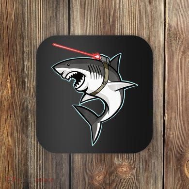 Shark with Laser Beam Premium Coaster