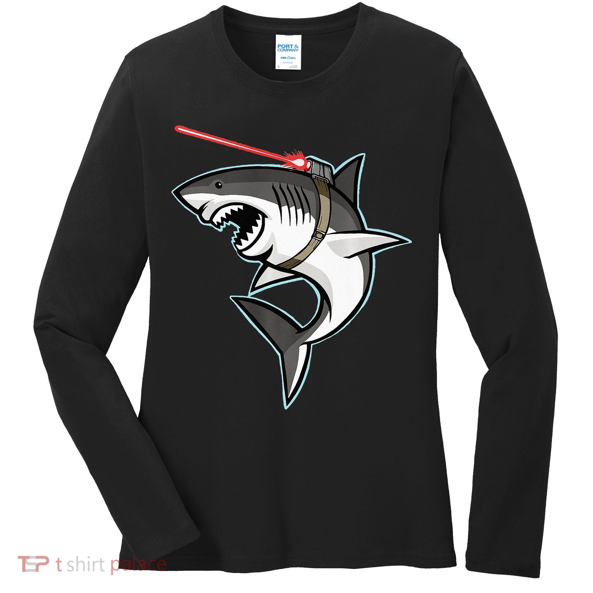 Shark with Laser Beam Premium Women's Long Sleeve Shirt
