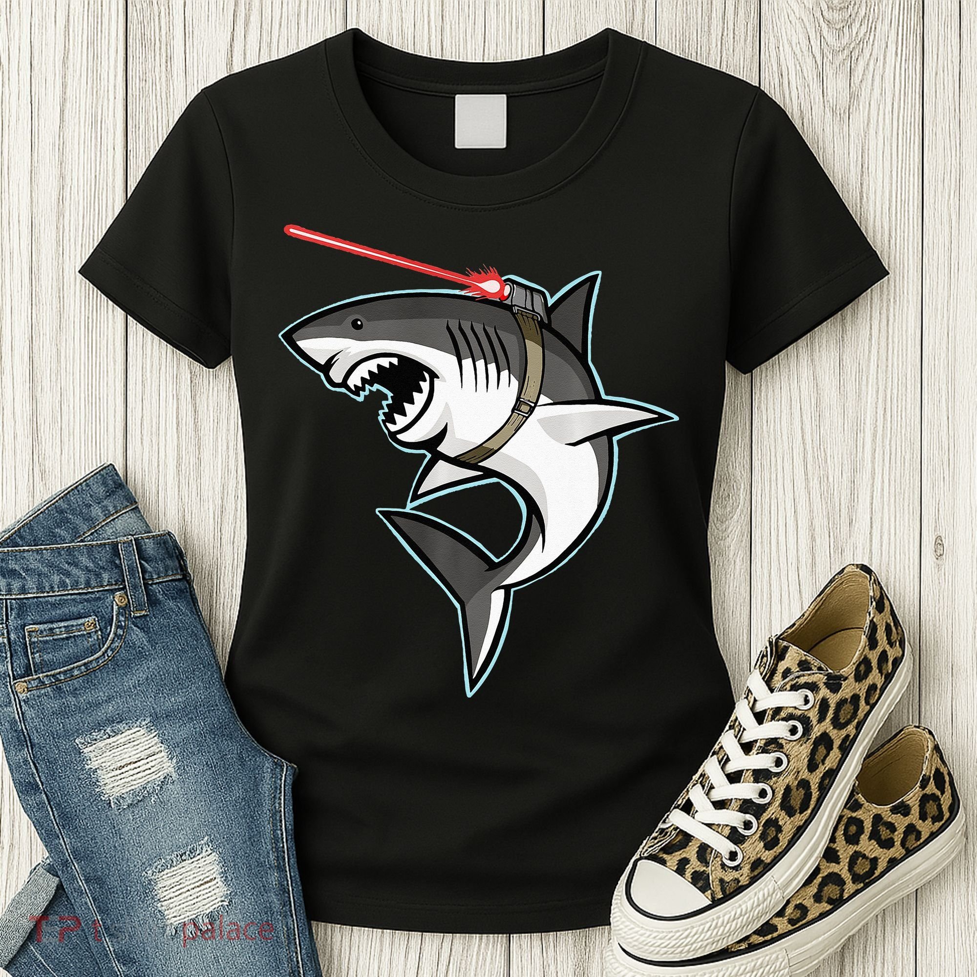 Shark with Laser Beam Premium Women's T-Shirt