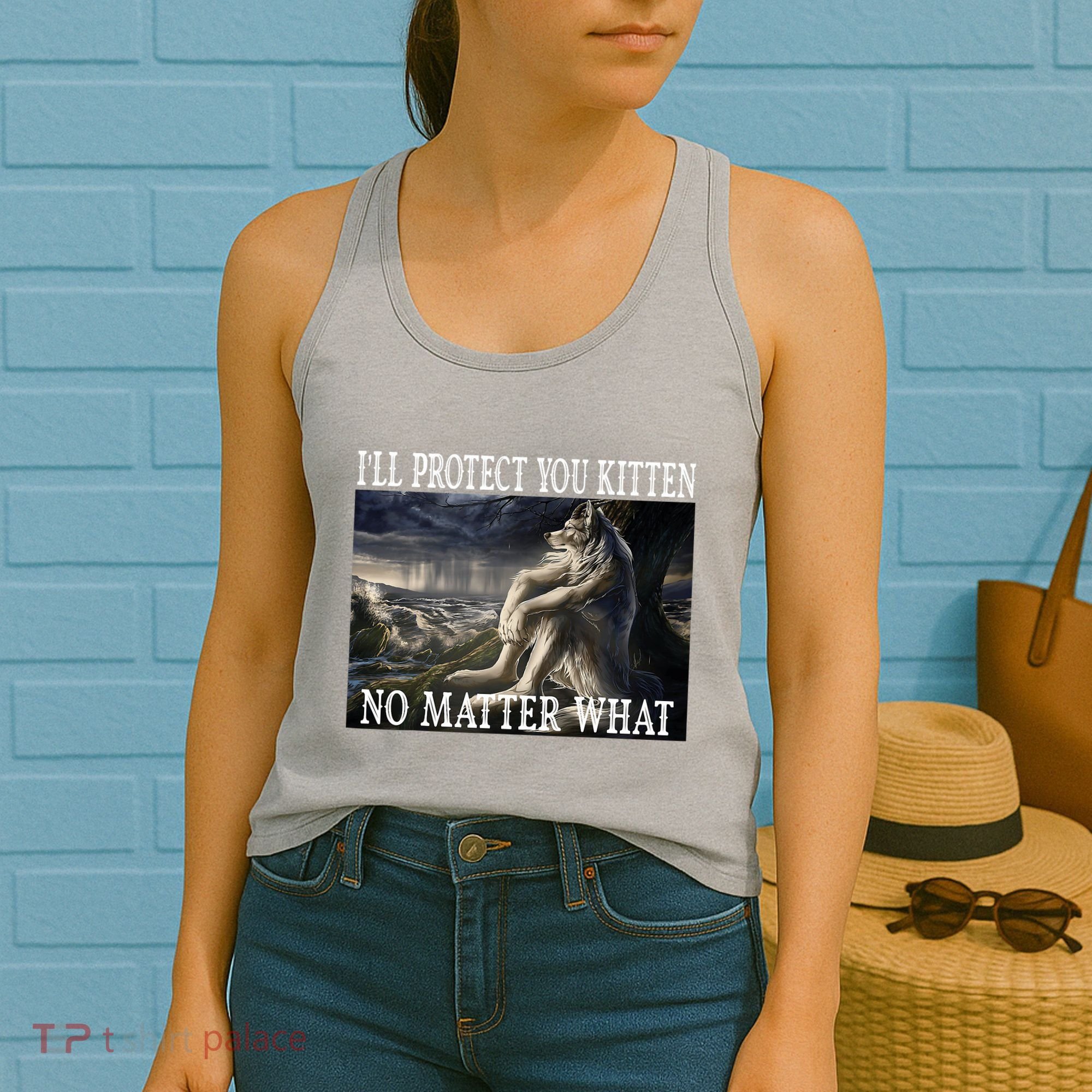 Sitting Wolf Literally Me Werewolf Ripping Meme Alpha Wolf Women's Tank Top