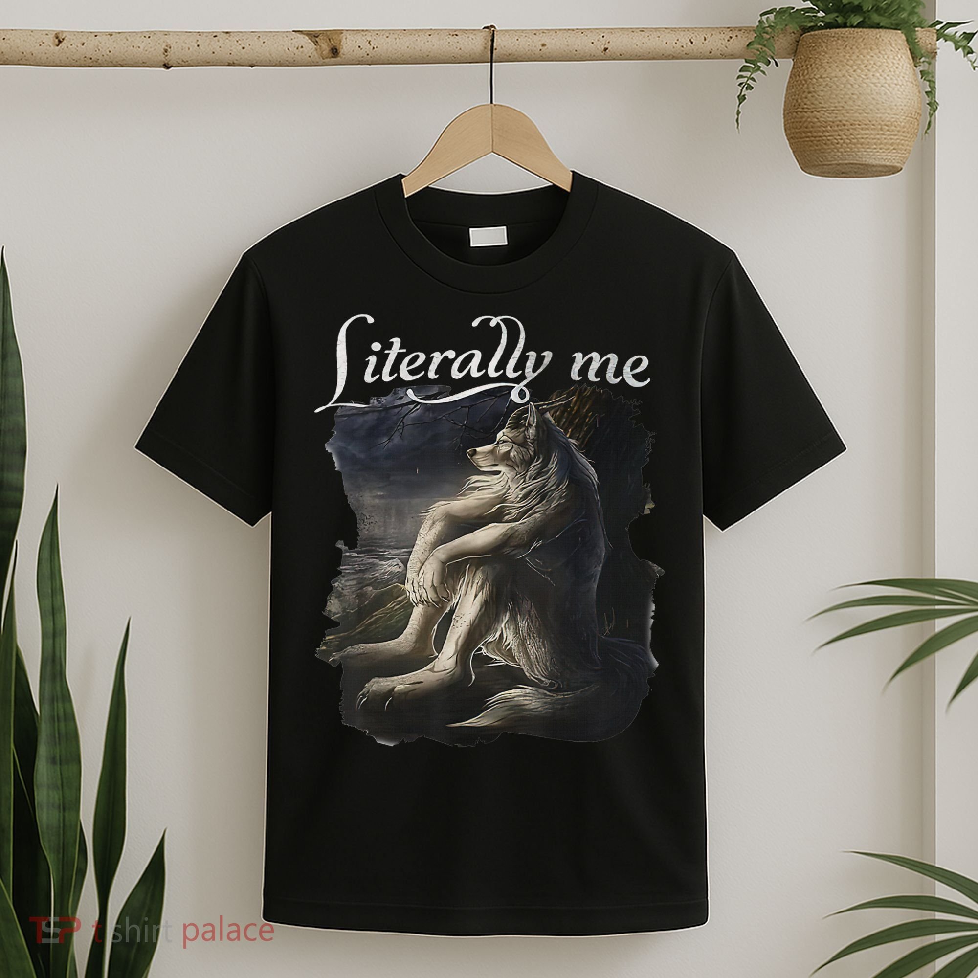 Sitting Wolf Literally Me Wolf Funny Dank Meme T-Shirt