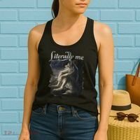 Sitting Wolf Literally Me Wolf Funny Dank Meme Women's Tank Top thumb 2
