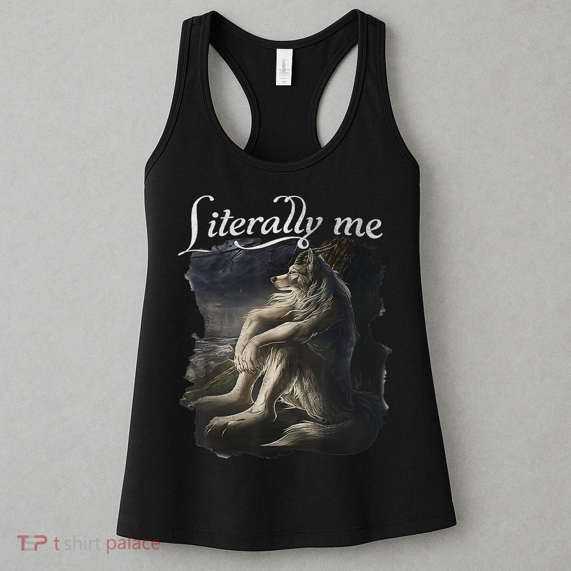 Sitting Wolf Literally Me Wolf Funny Dank Meme Women's Tank Top