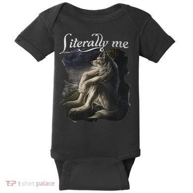 Sitting Wolf Literally Me Wolf Funny Dank Meme Baby Bodysuit
