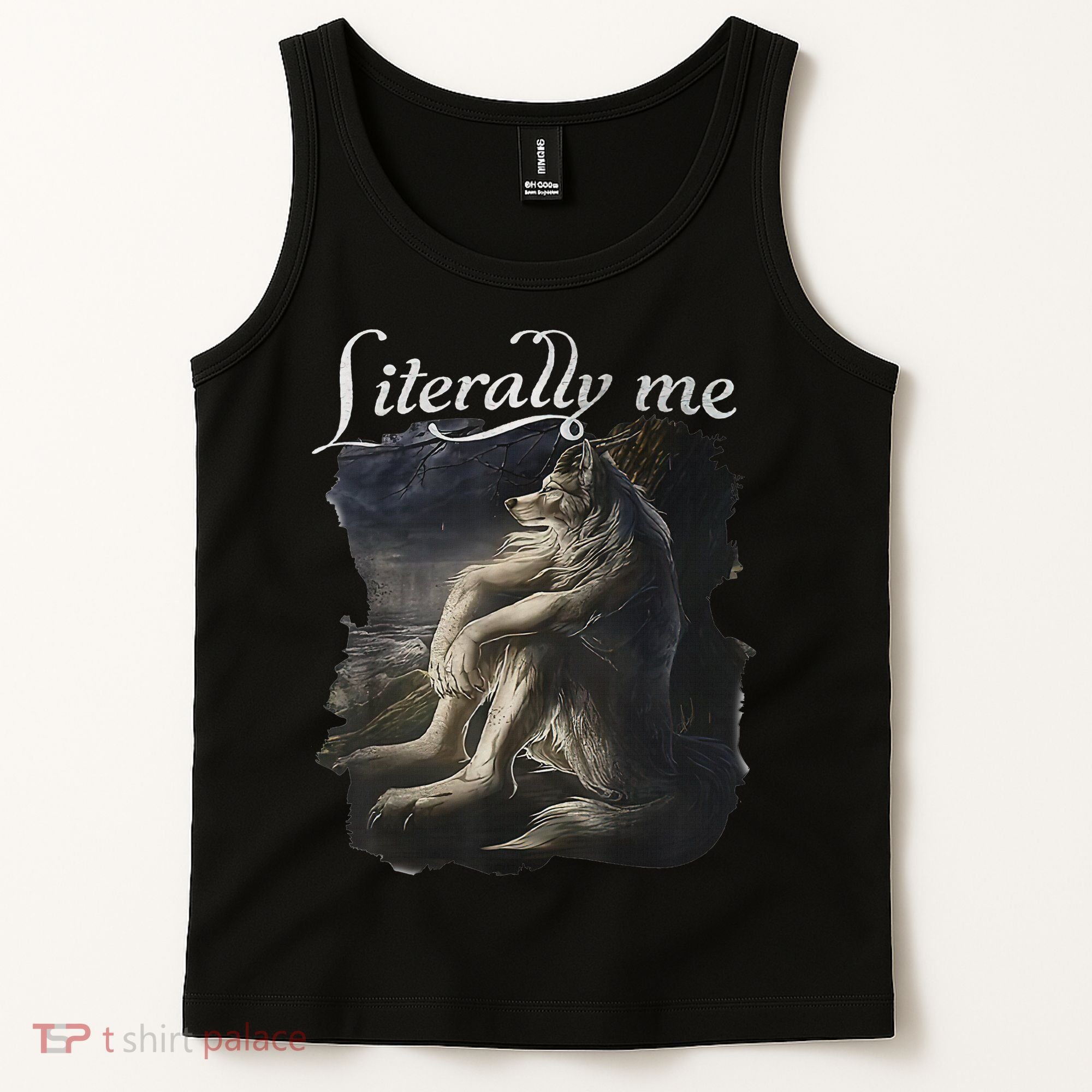 Sitting Wolf Literally Me Wolf Funny Dank Meme Tank Top