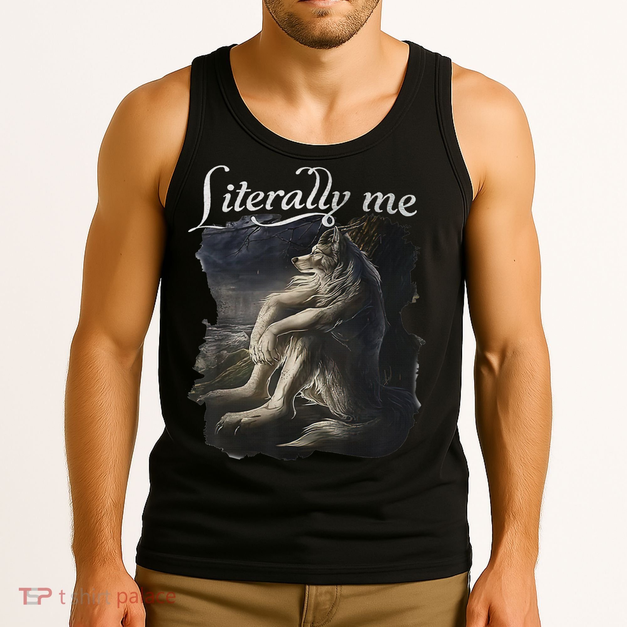 Sitting Wolf Literally Me Wolf Funny Dank Meme Tank Top