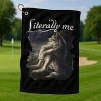 Sitting Wolf Literally Me Wolf Funny Dank Meme Golf Towel thumb 1