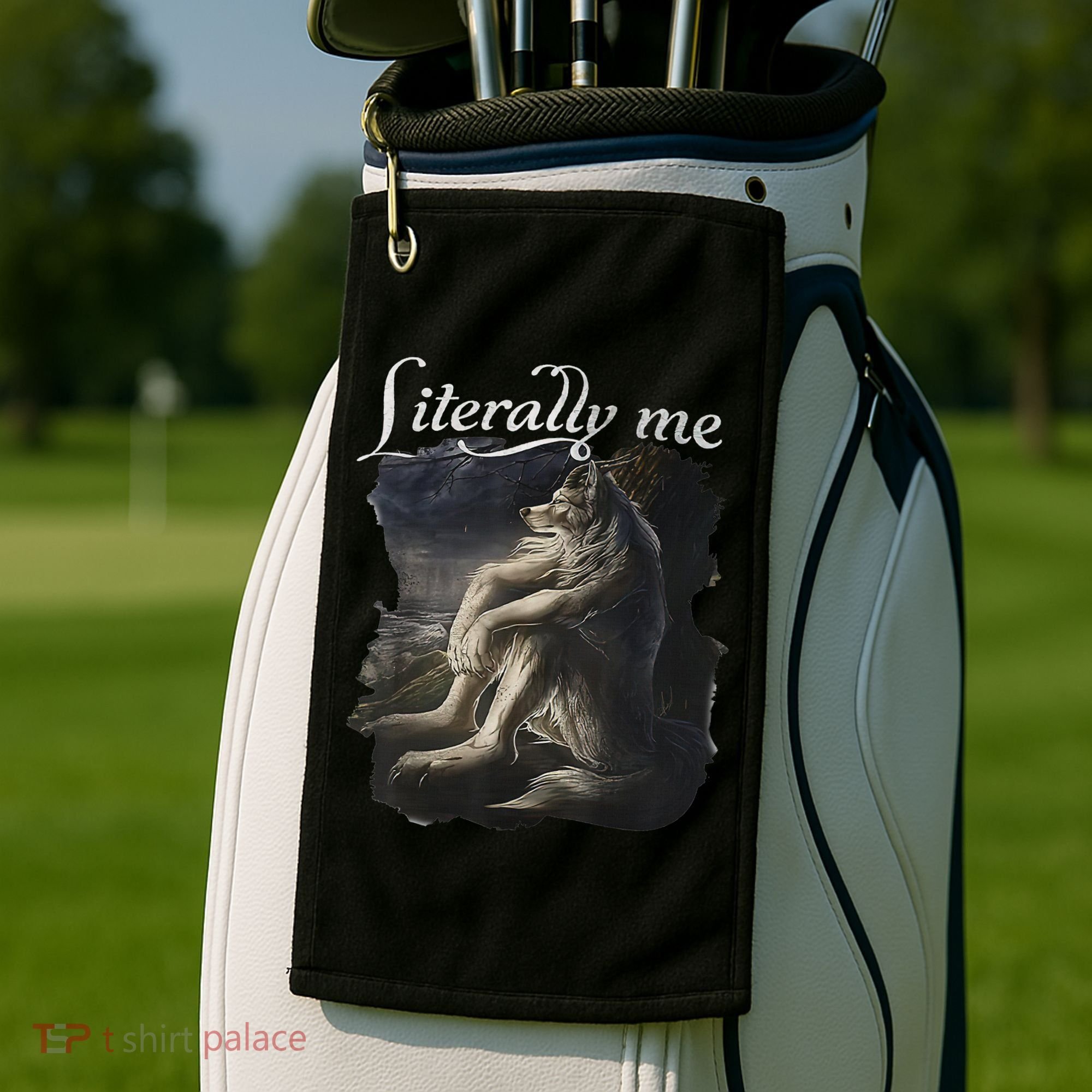 Sitting Wolf Literally Me Wolf Funny Dank Meme Golf Towel