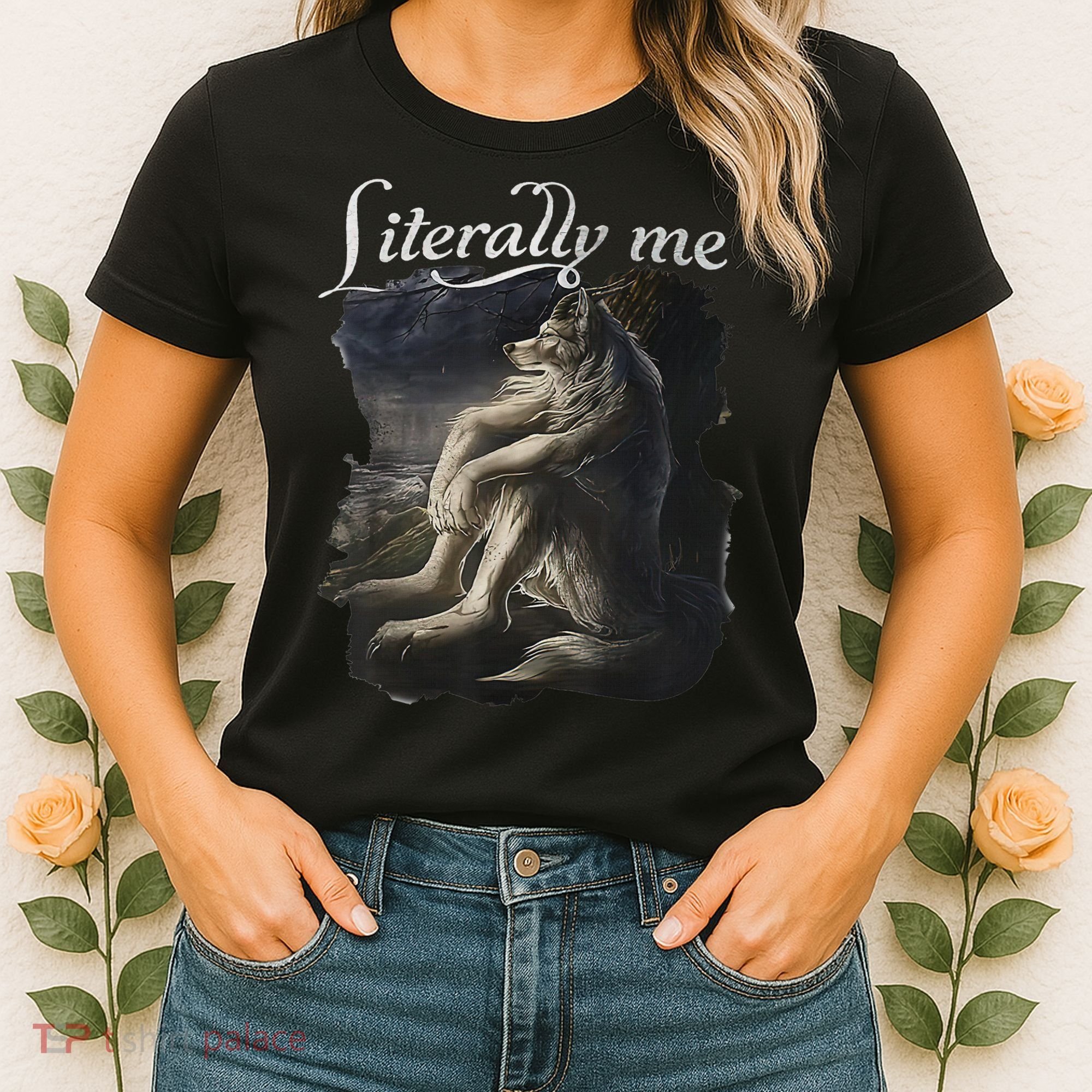 Sitting Wolf Literally Me Wolf Funny Dank Meme Women's T-Shirt