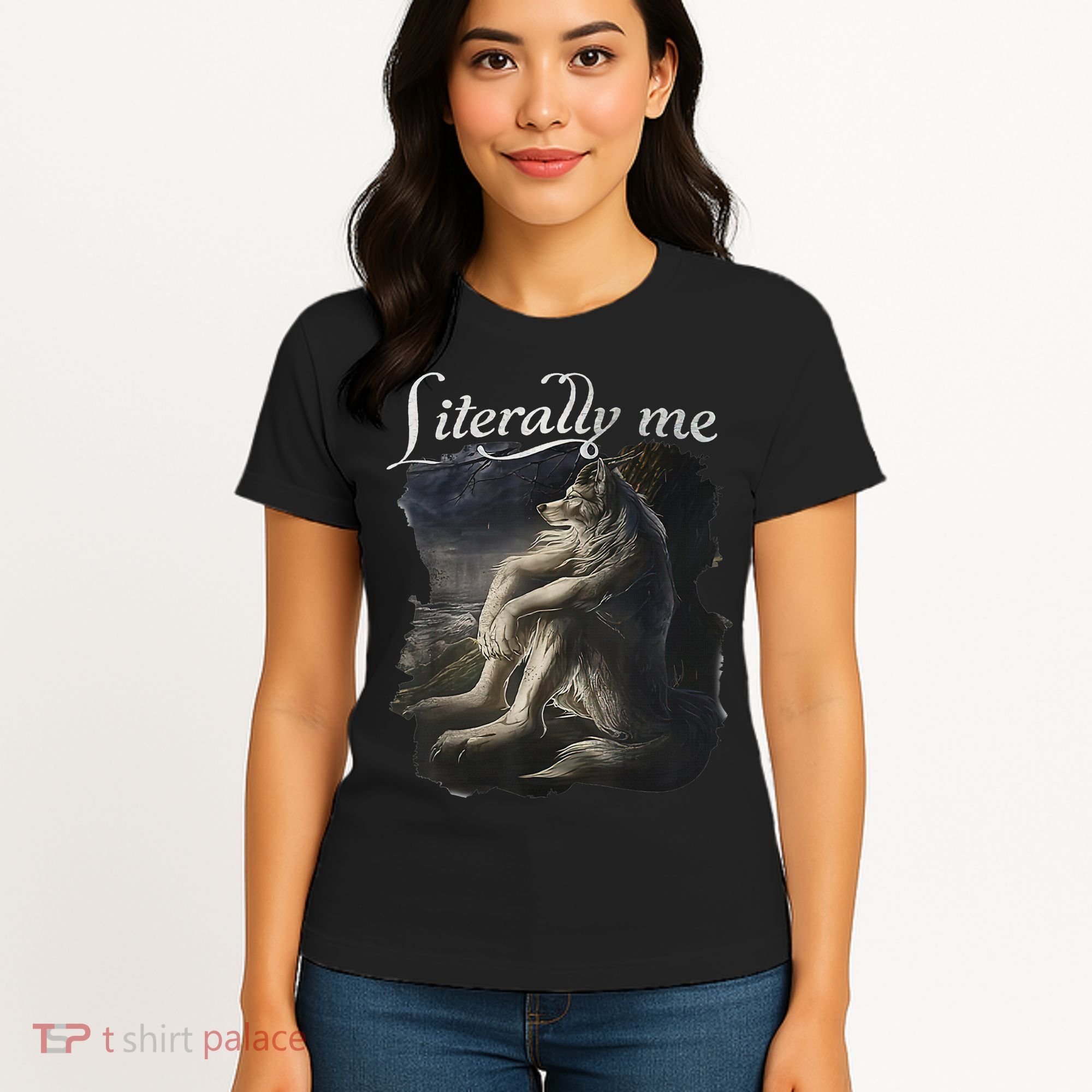 Sitting Wolf Literally Me Wolf Funny Dank Meme Women's T-Shirt