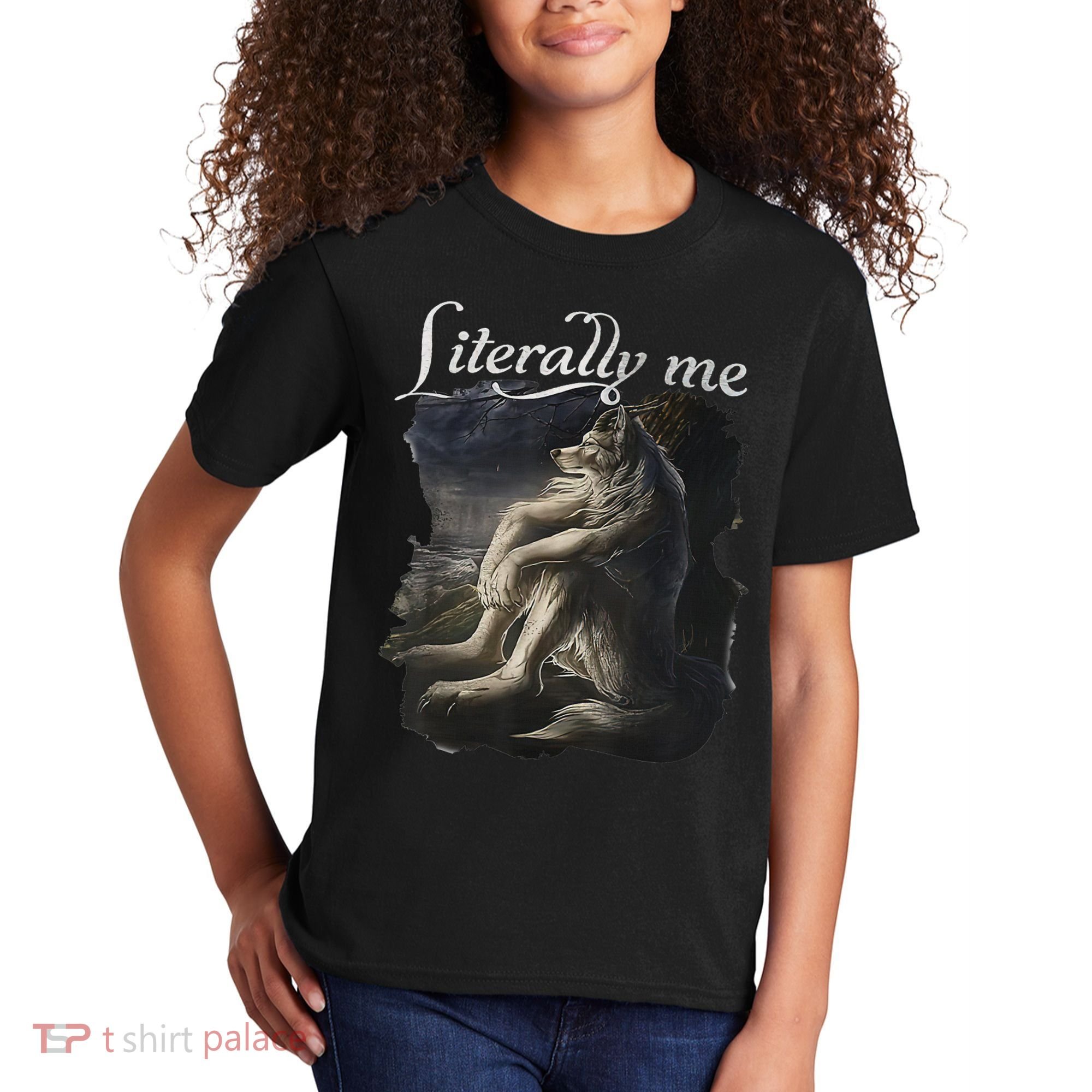 Sitting Wolf Literally Me Wolf Funny Dank Meme Kids T-Shirt