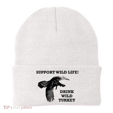 Support Wild Life Drink Wild Turkey Bourbon Vintage Gift Drinking Beanie