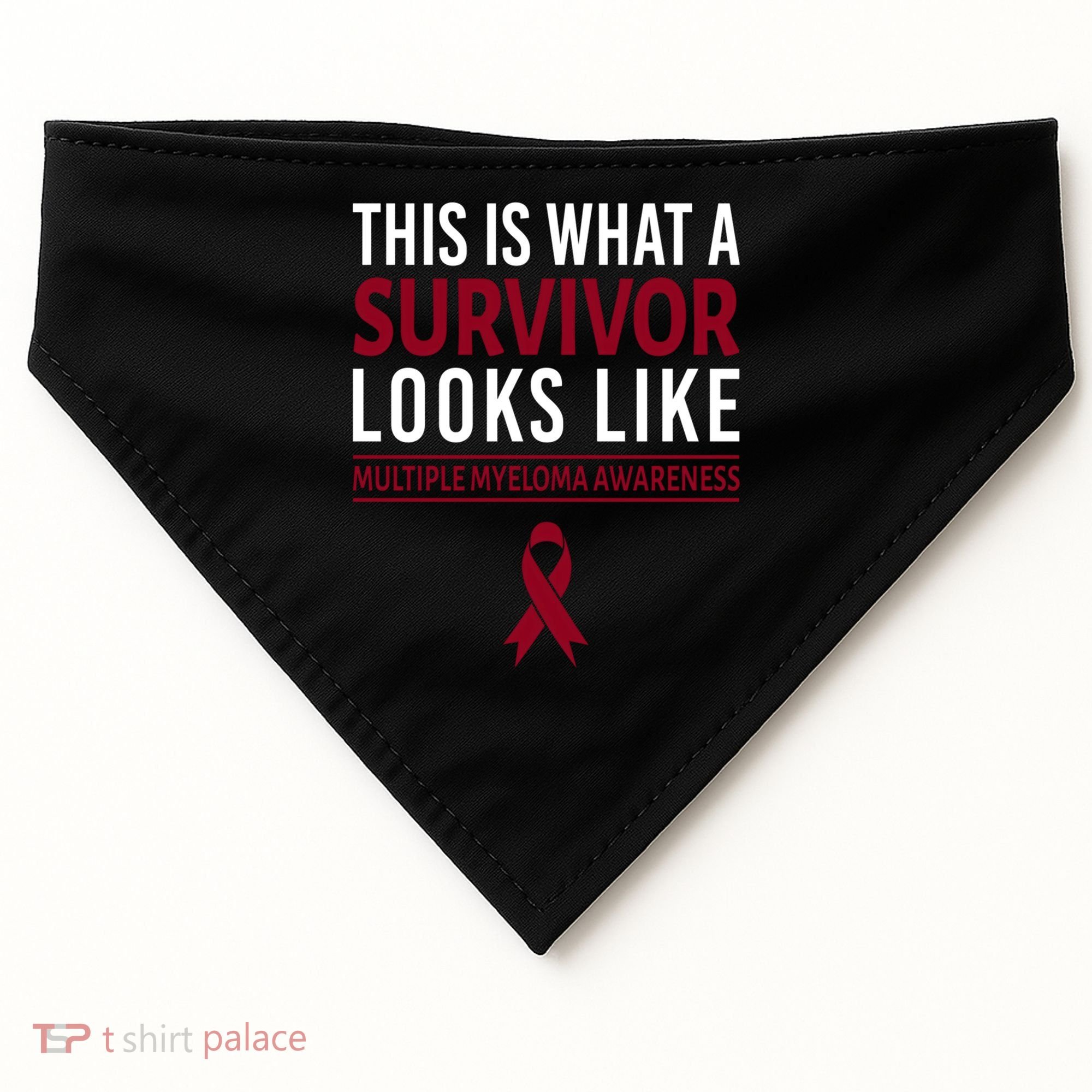 Survivor Warrior Multiple Myeloma Awareness Burgundy Ribbon Gift USA-Made Doggie Bandana