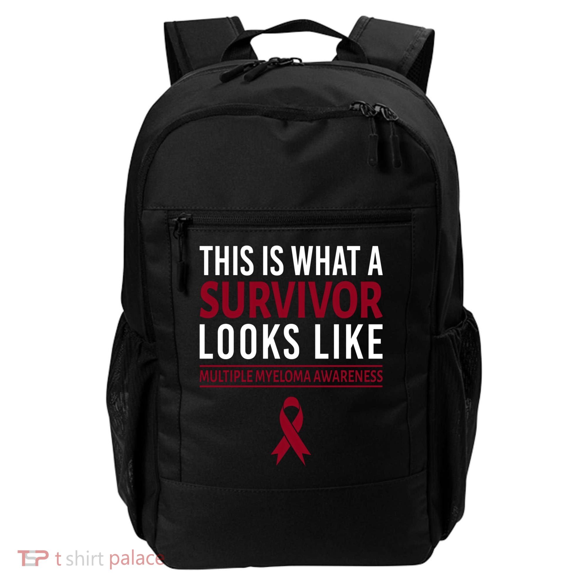 Survivor Warrior Multiple Myeloma Awareness Burgundy Ribbon Gift Backpack
