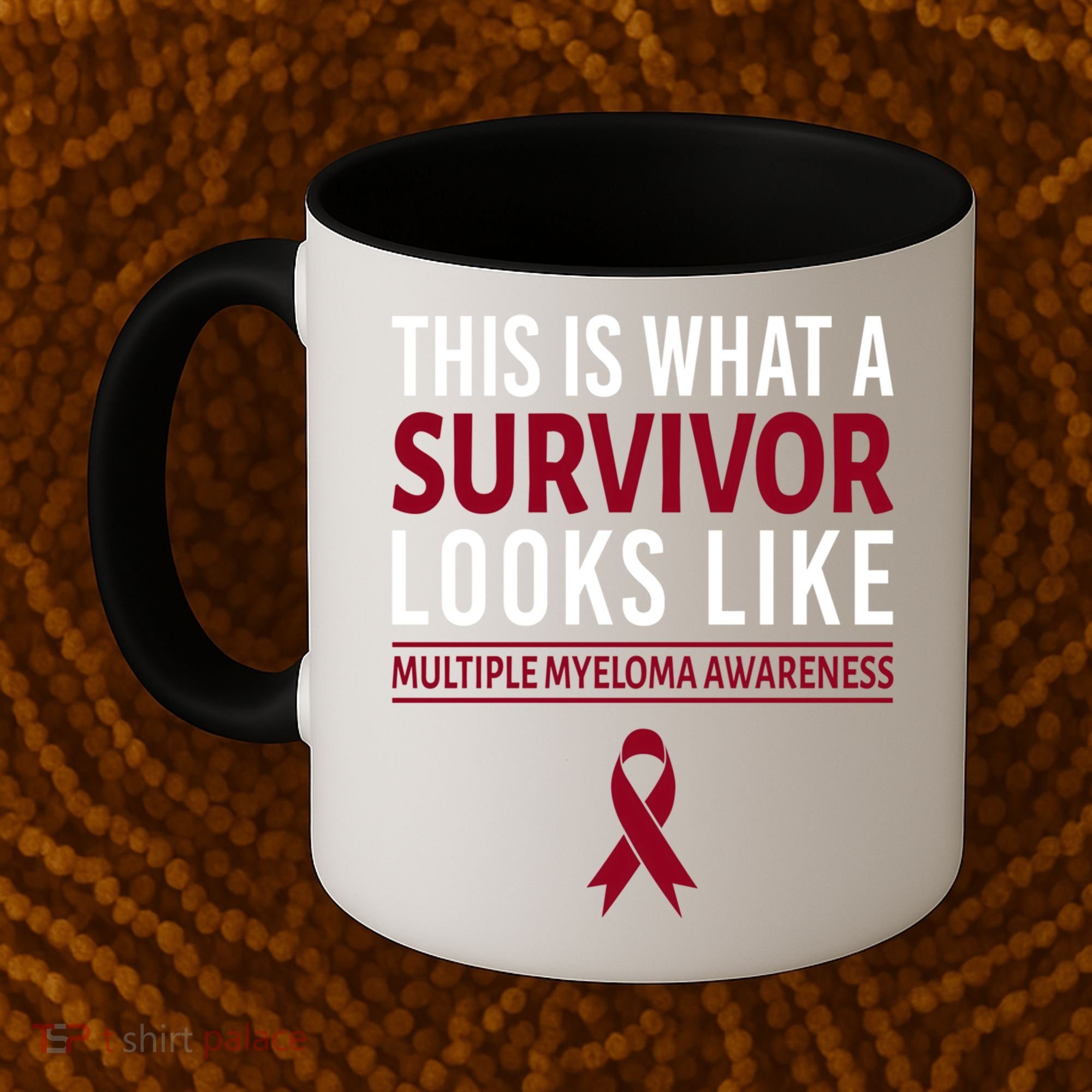 Survivor Warrior Multiple Myeloma Awareness Burgundy Ribbon Gift Coffee Mug