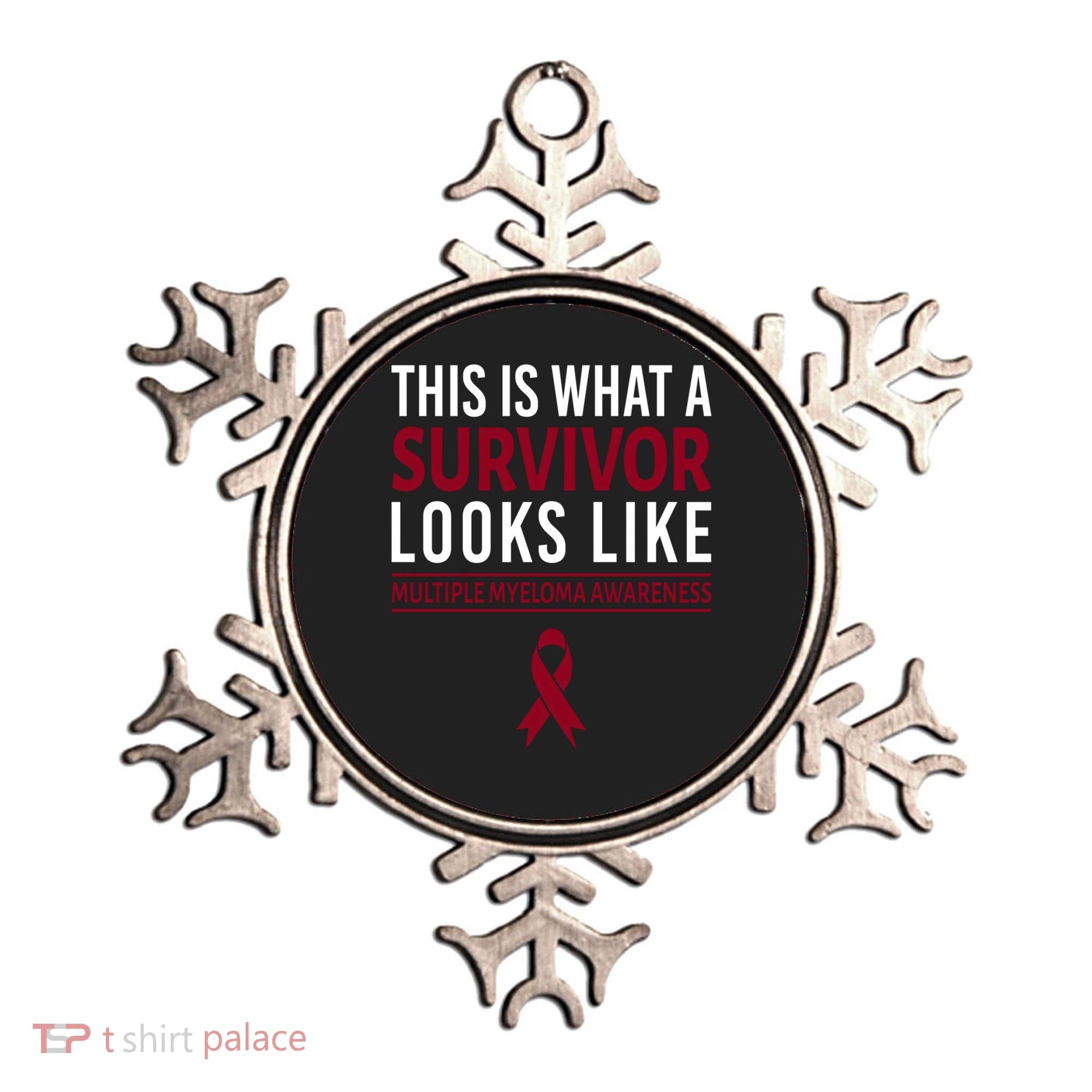 Survivor Warrior Multiple Myeloma Awareness Burgundy Ribbon Gift Ornament