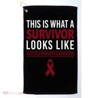 Survivor Warrior Multiple Myeloma Awareness Burgundy Ribbon Gift Golf Towel thumb 0