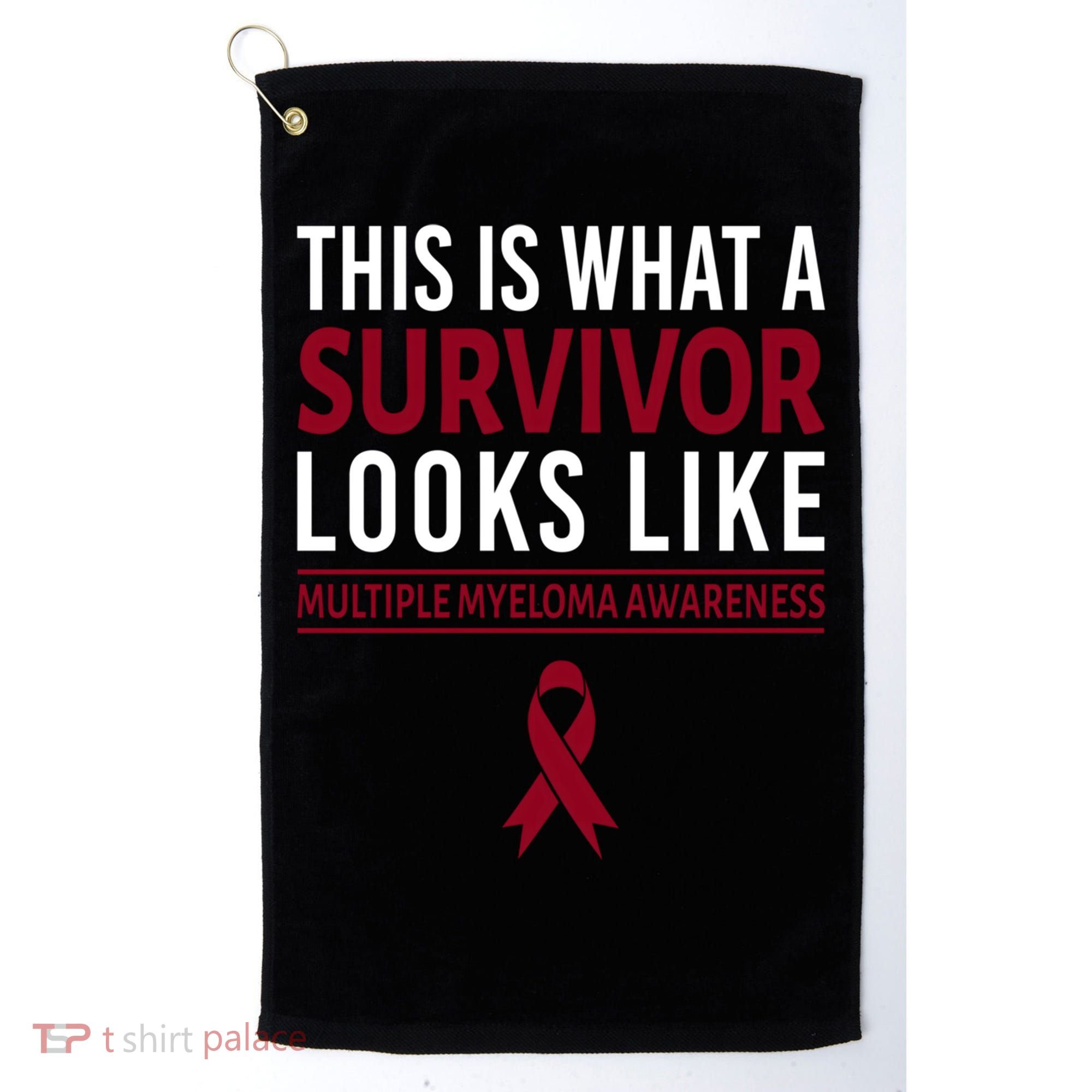 Survivor Warrior Multiple Myeloma Awareness Burgundy Ribbon Gift Golf Towel