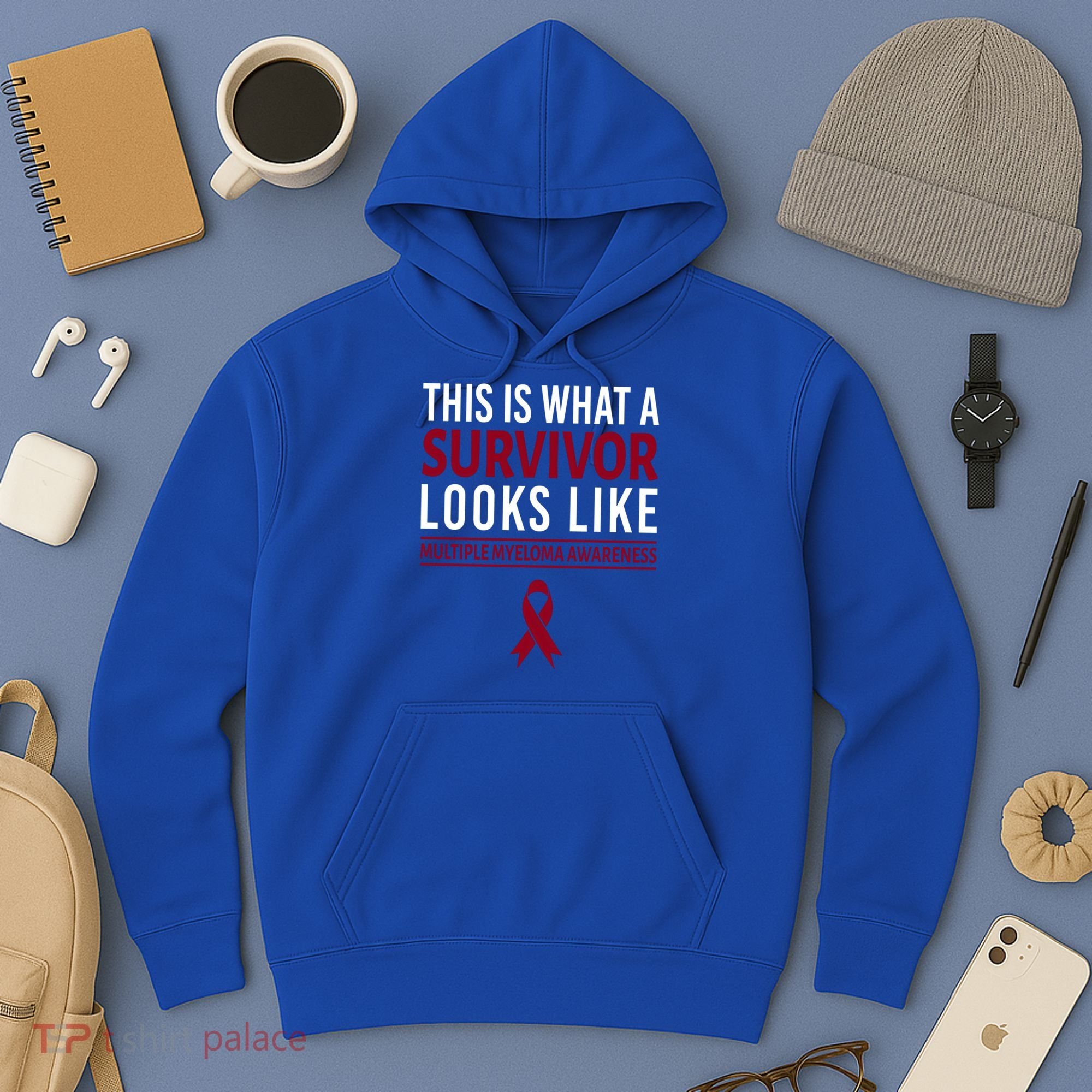 Survivor Warrior Multiple Myeloma Awareness Burgundy Ribbon Gift Hoodie