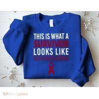 Survivor Warrior Multiple Myeloma Awareness Burgundy Ribbon Gift Sweatshirt thumb 2