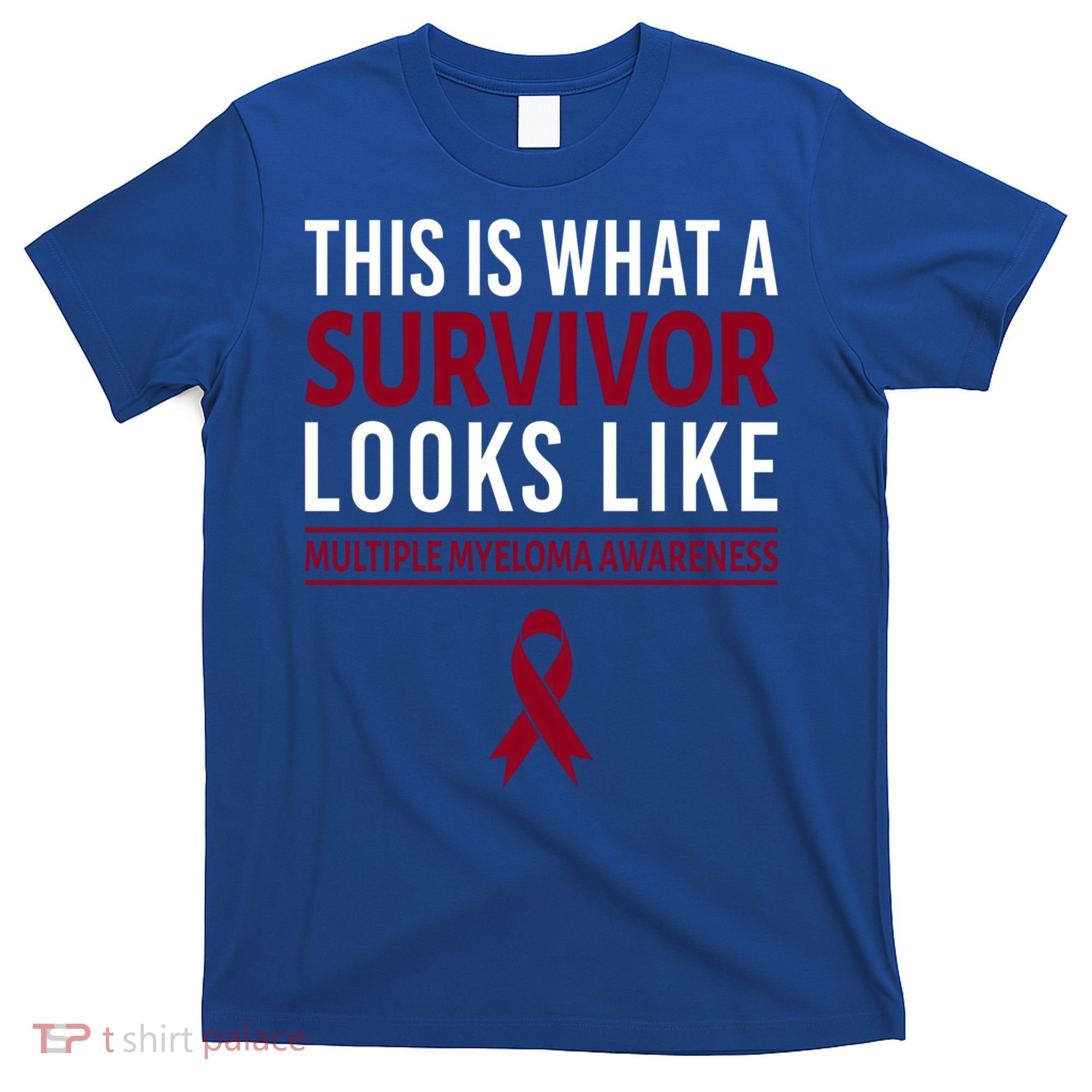 Survivor Warrior Multiple Myeloma Awareness Burgundy Ribbon Gift T-Shirt
