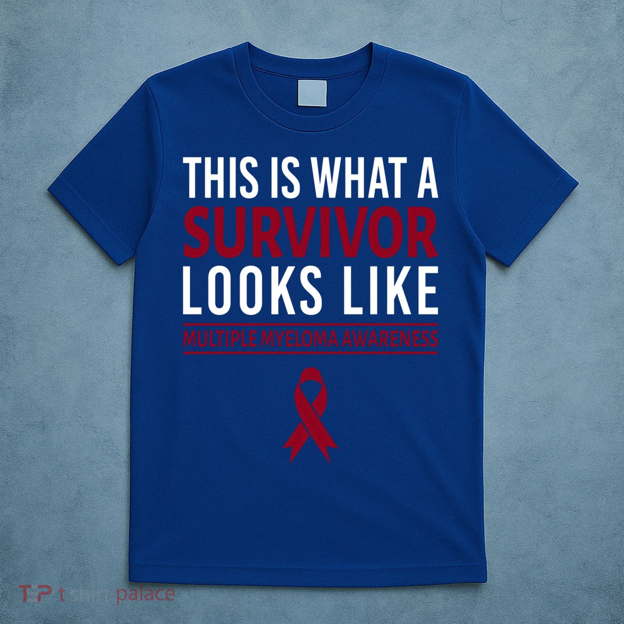 Survivor Warrior Multiple Myeloma Awareness Burgundy Ribbon Gift T-Shirt