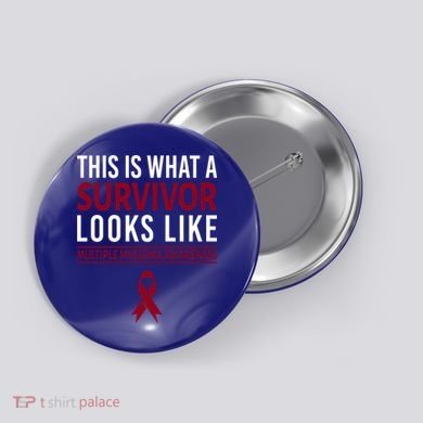 Survivor Warrior Multiple Myeloma Awareness Burgundy Ribbon Gift Button