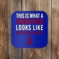 Survivor Warrior Multiple Myeloma Awareness Burgundy Ribbon Gift Coaster thumb 0