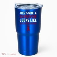 Survivor Warrior Multiple Myeloma Awareness Burgundy Ribbon Gift Tumbler thumb 0