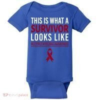 Survivor Warrior Multiple Myeloma Awareness Burgundy Ribbon Gift Baby Bodysuit thumb 0
