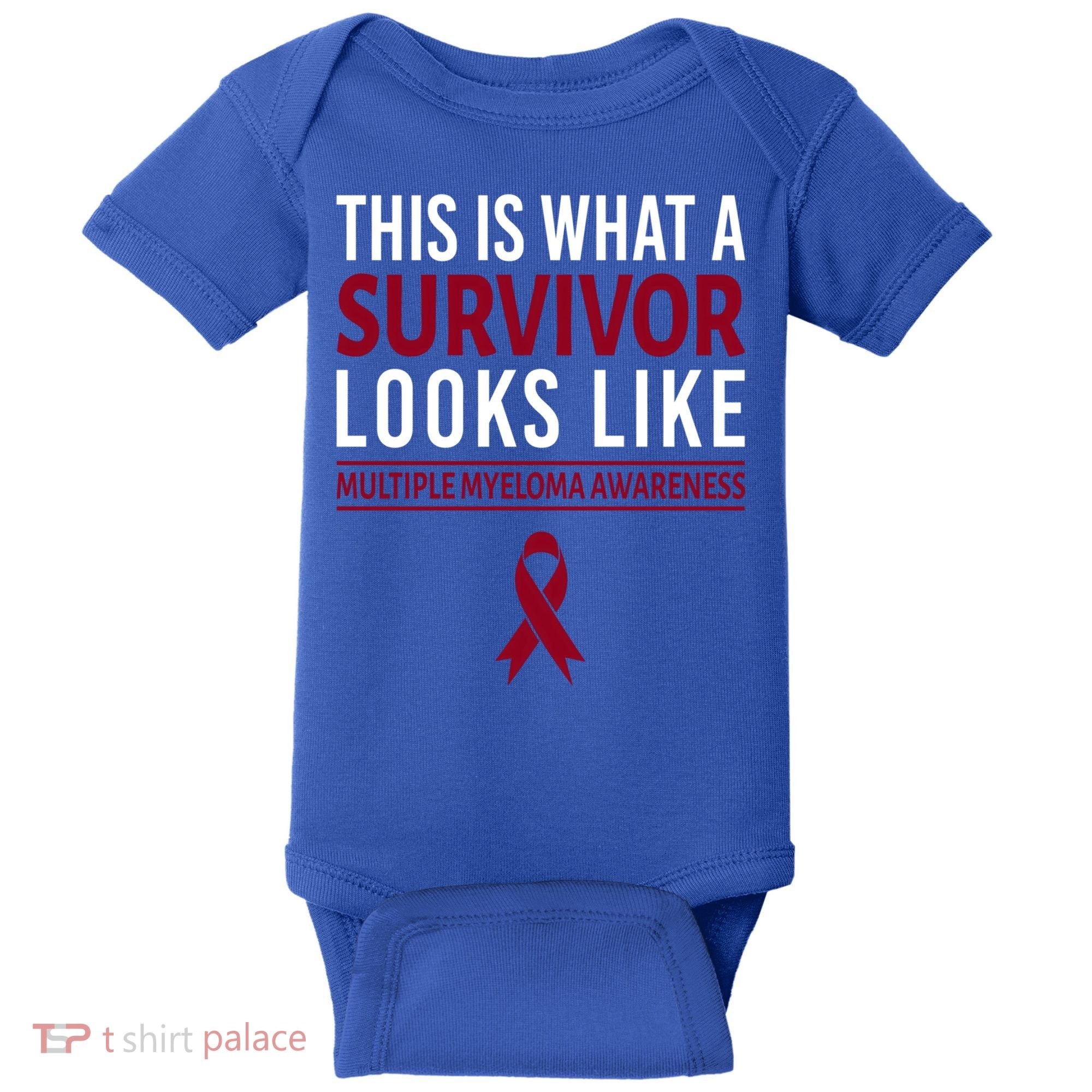 Survivor Warrior Multiple Myeloma Awareness Burgundy Ribbon Gift Baby Bodysuit
