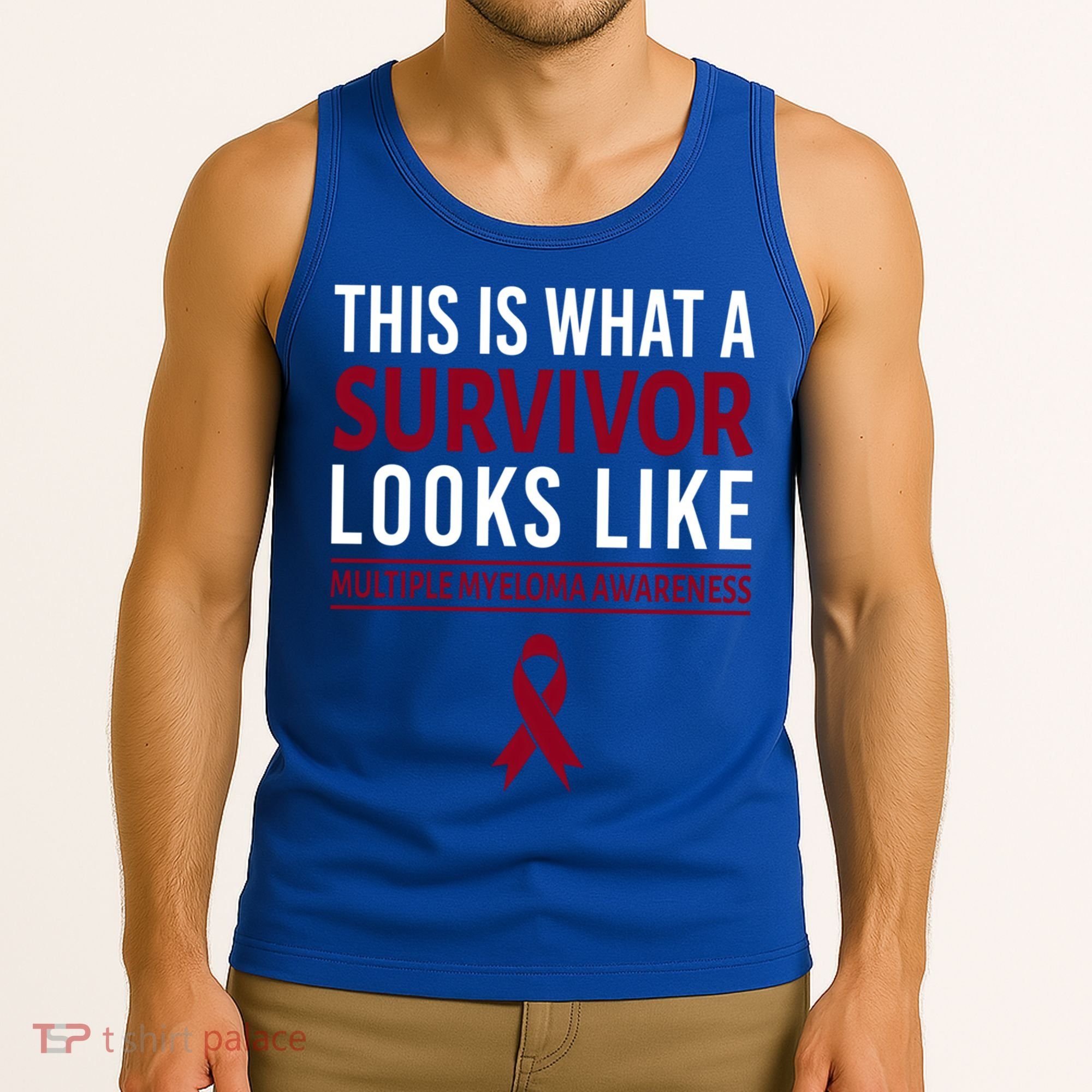 Survivor Warrior Multiple Myeloma Awareness Burgundy Ribbon Gift Tank Top