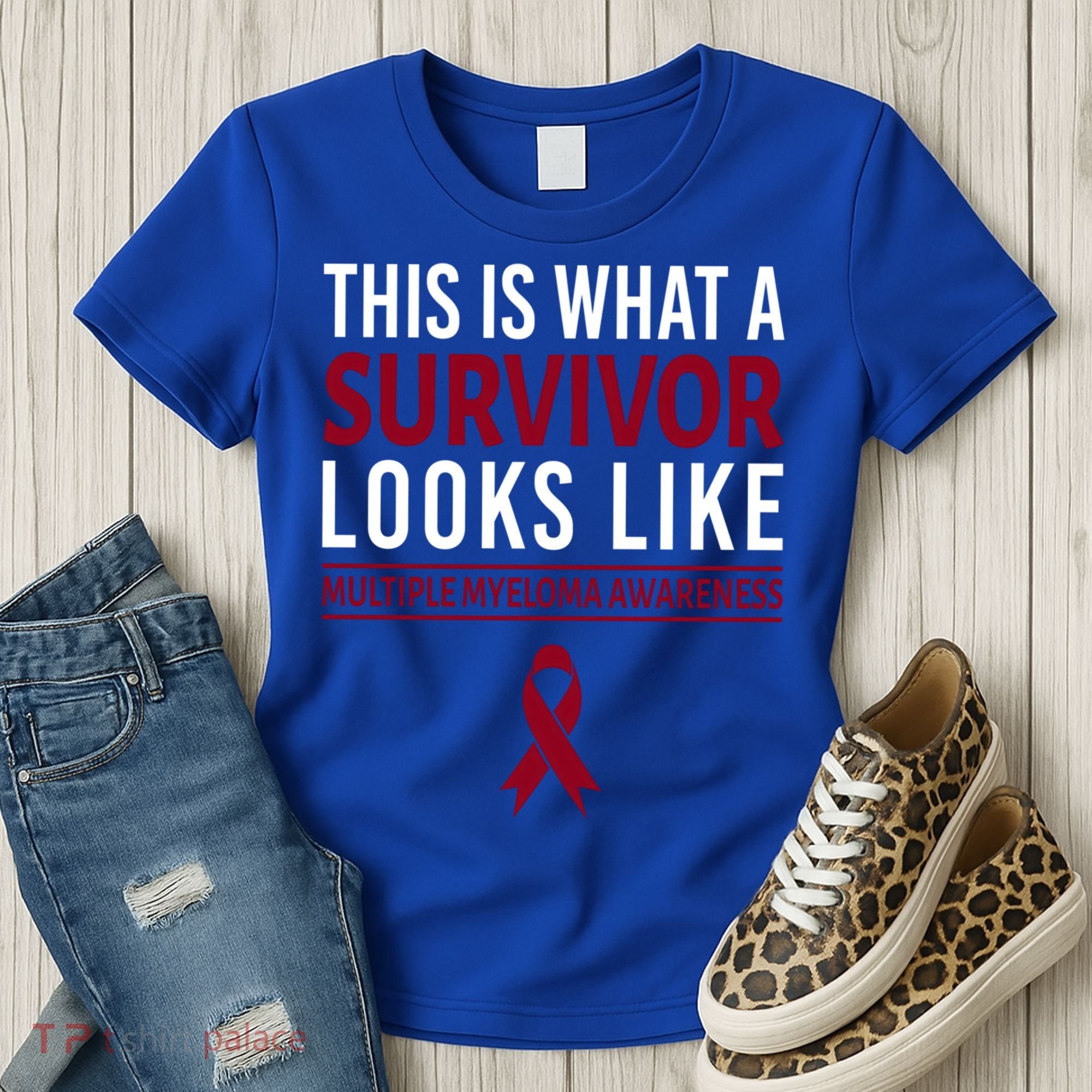 Survivor Warrior Multiple Myeloma Awareness Burgundy Ribbon Gift Women's T-Shirt