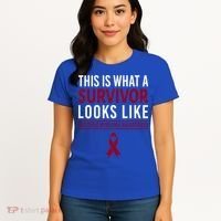 Survivor Warrior Multiple Myeloma Awareness Burgundy Ribbon Gift Women's T-Shirt thumb 4