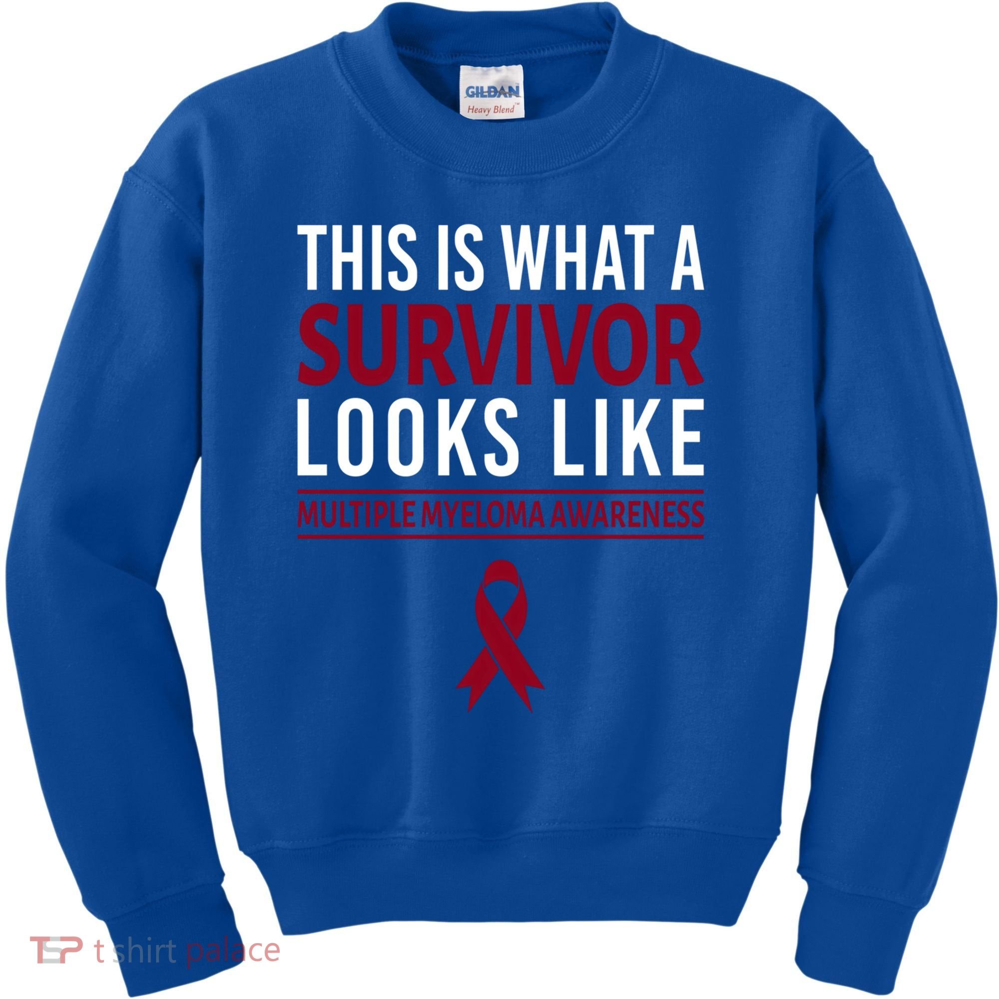 Survivor Warrior Multiple Myeloma Awareness Burgundy Ribbon Gift Kids Sweatshirt