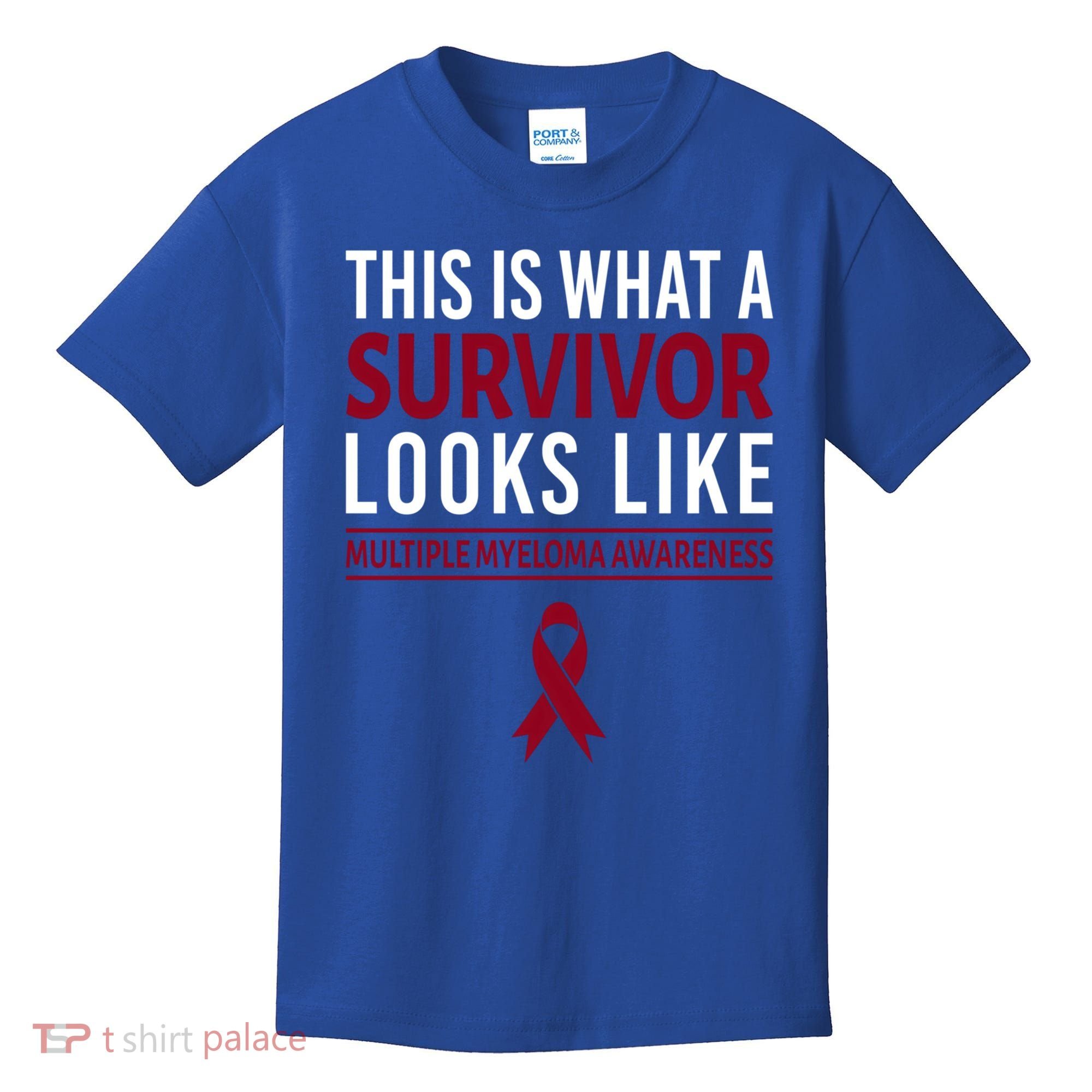 Survivor Warrior Multiple Myeloma Awareness Burgundy Ribbon Gift Kids T-Shirt