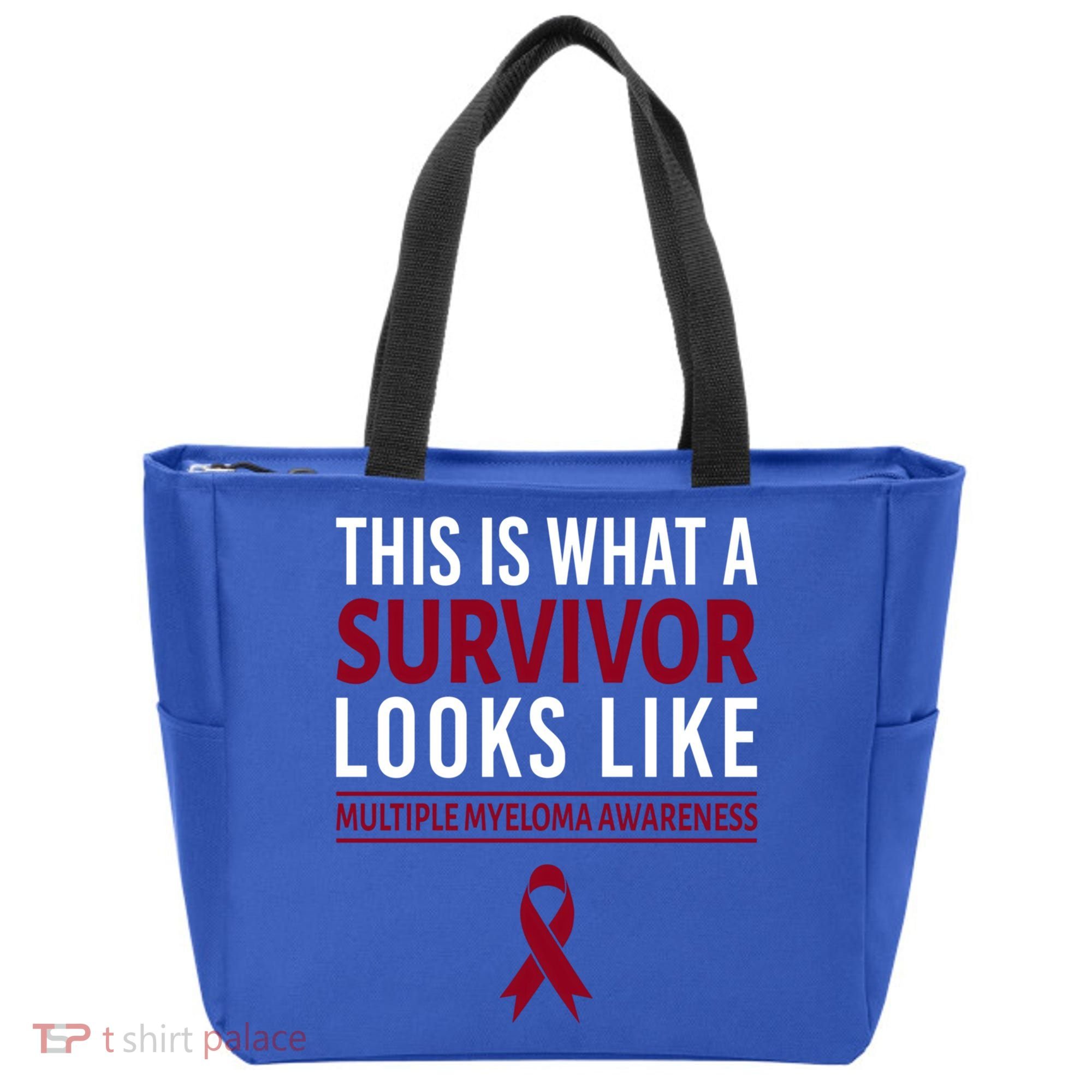 Survivor Warrior Multiple Myeloma Awareness Burgundy Ribbon Gift Tote Bag