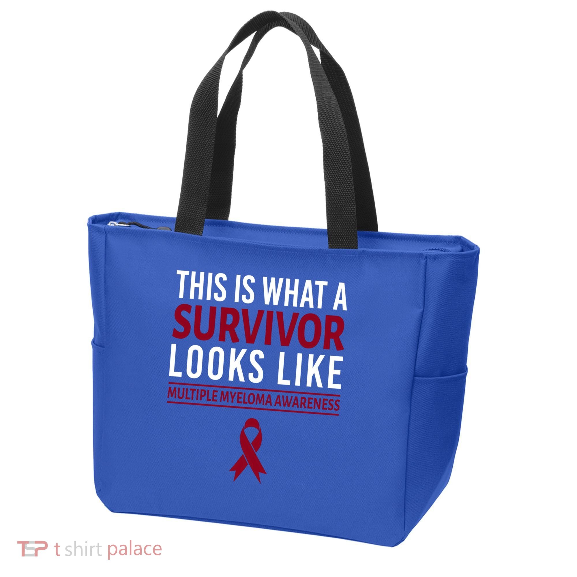 Survivor Warrior Multiple Myeloma Awareness Burgundy Ribbon Gift Tote Bag