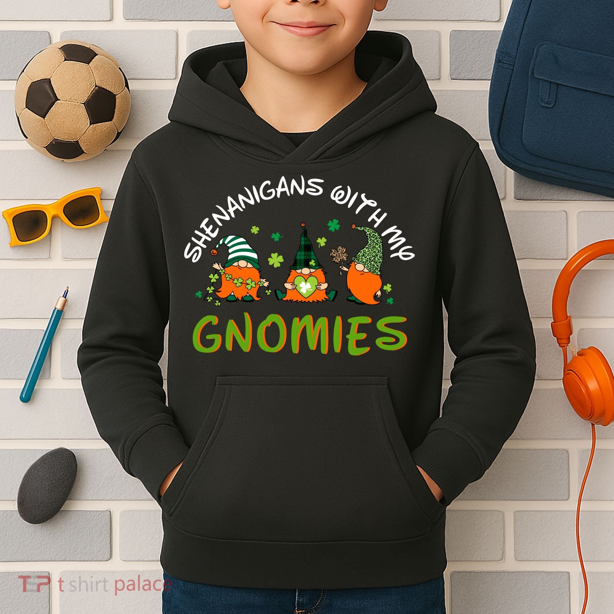 Shenanigans With My Gnomies St Patrick's Day Gnome Shamrock Kids Hoodie