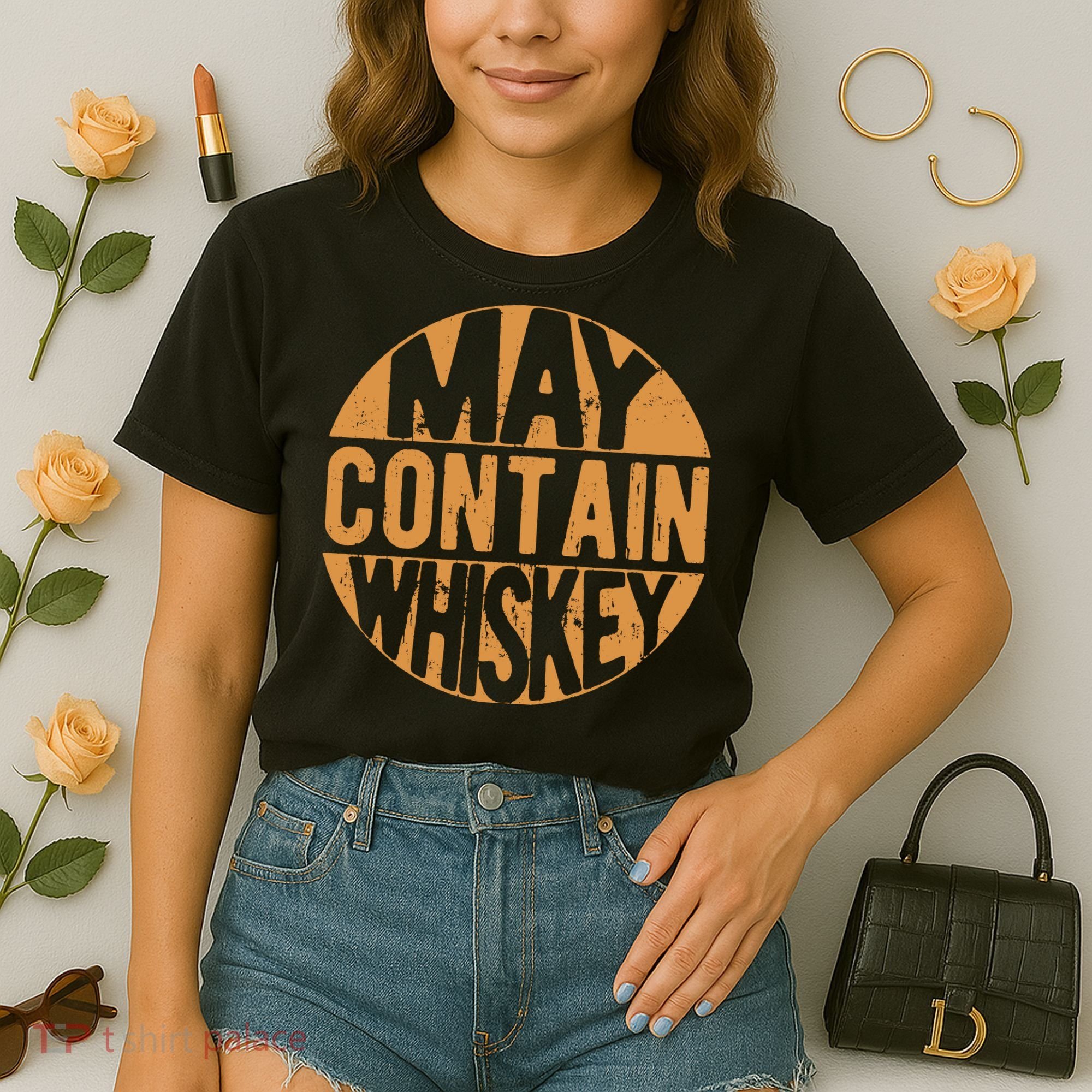 Sarcastic Whiskey May Contain Whiskey Lover Funny Whiskey Comfort Colors Boxy T-Shirt