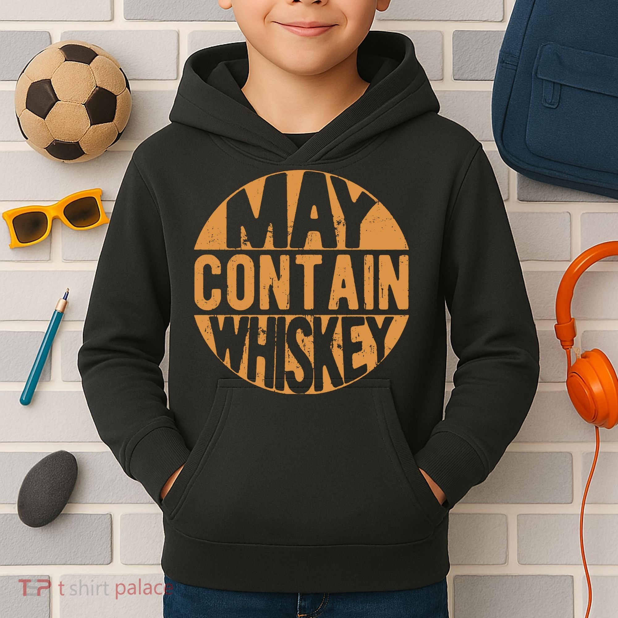 Sarcastic Whiskey May Contain Whiskey Lover Funny Whiskey Kids Hoodie